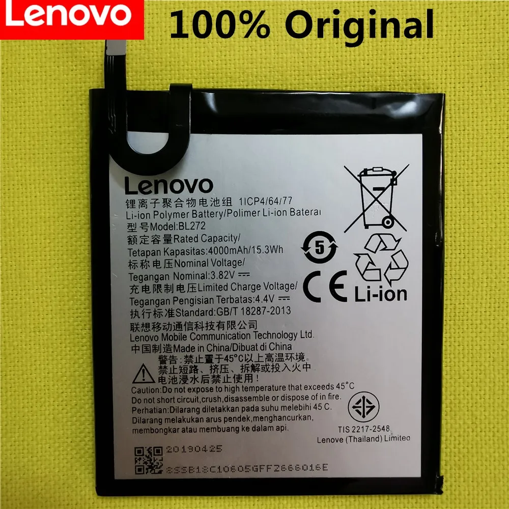 100% Оригинальный аккумулятор 4000 мАч BL272 для Lenovo Vibe K6 Power XT1662 K33A42 сменные