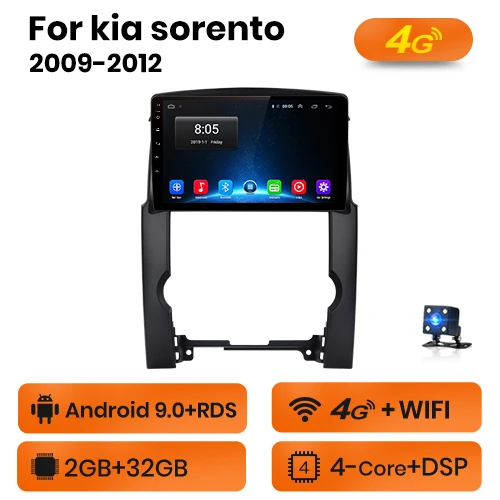 AWESAFE для Kia Sorento 2009 2010 2011 2012 автомобильный Радио Мультимедиа Видео плеер gps Нет 2din 2 din Android 8,1 2 ГБ+ 32 ГБ - Цвет: 4G-WIFI  (2GB-32GB)