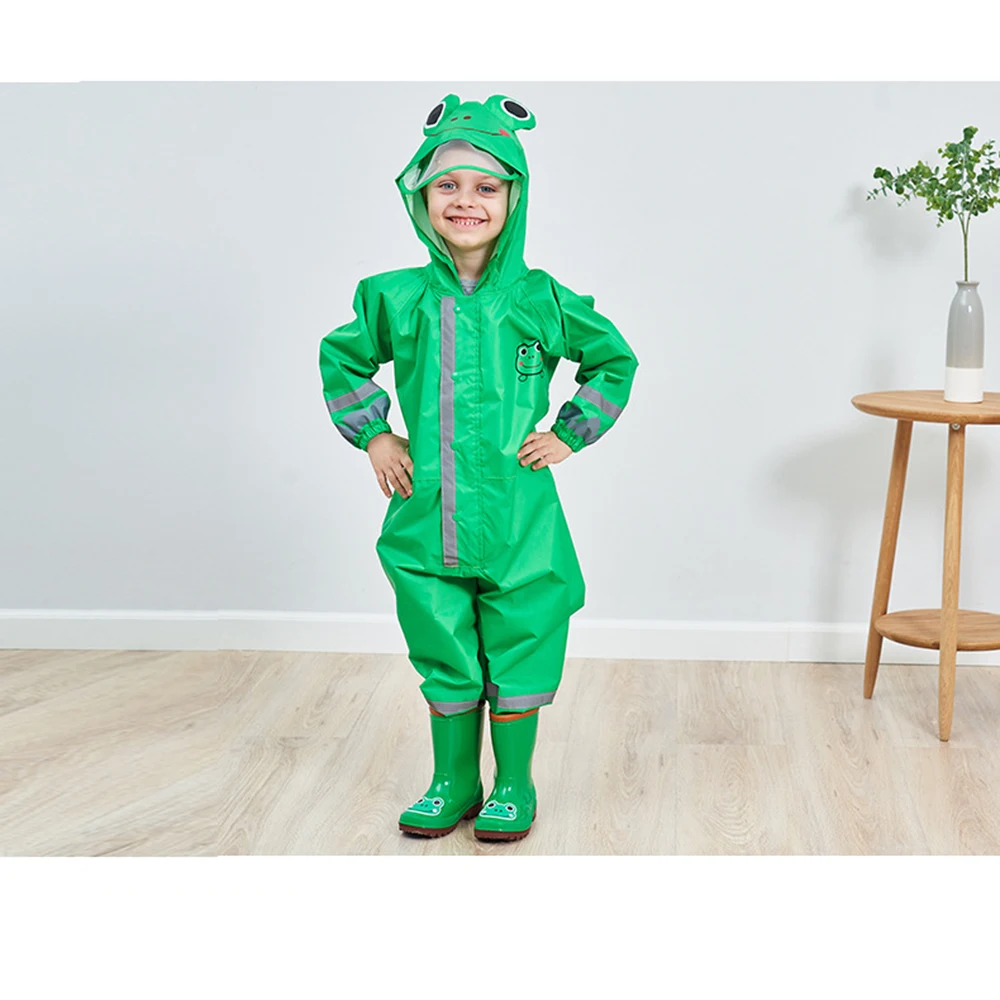 Детский плащ-дождевик с капюшоном, светоотражающий непромокаемый костюм, Воздухопроницаемый плащ для детей ростом от 0,9 до 1,35 месяцев, для мальчиков и девочек