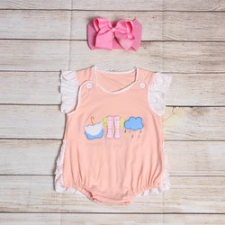 Vêtements d'été pour filles, Orange, sans manches, imprimé de points, parapluie en dentelle, bottes de pluie, motif brodé, barboteuse pour bébés 