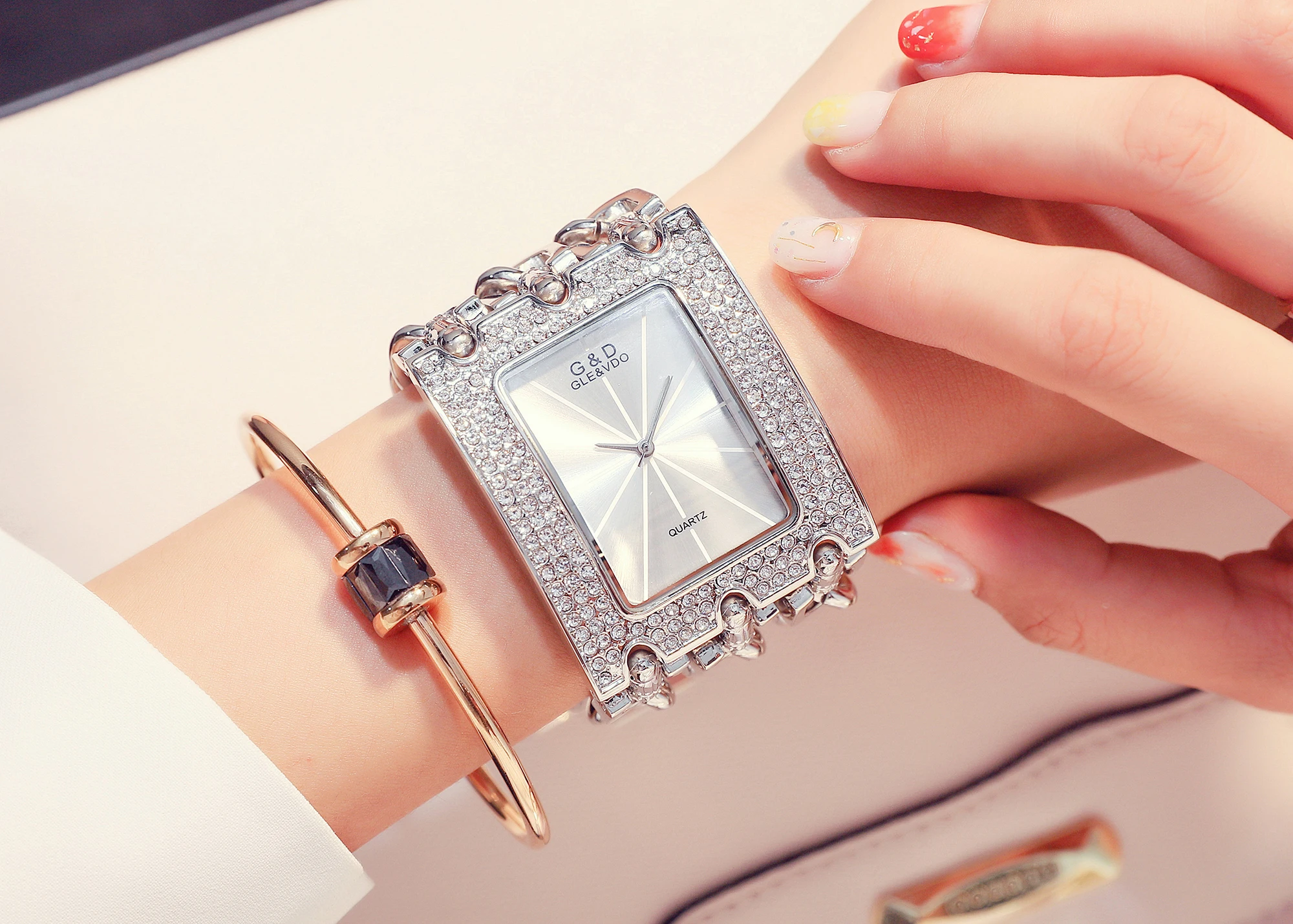masculino pulseira relógio três corrente diamante relógio de quartzo frete grátis