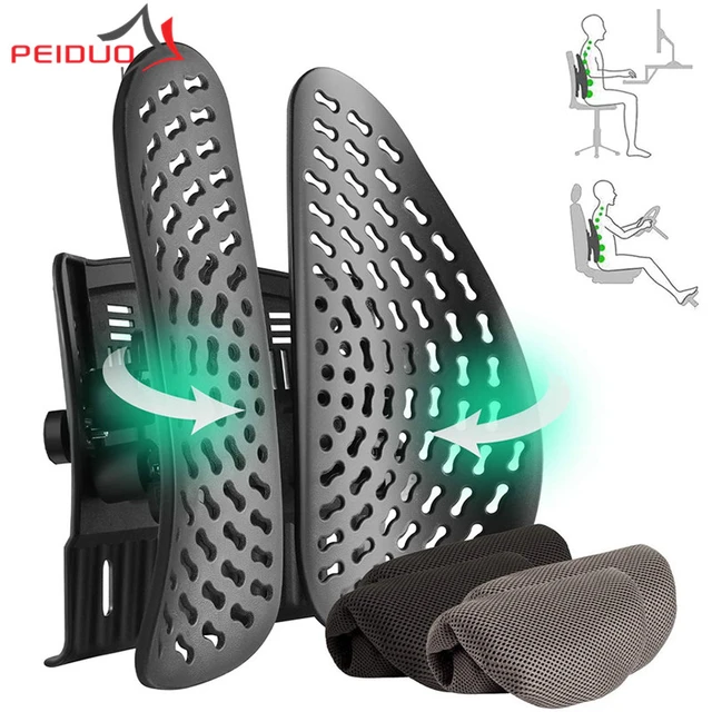 PEIDUO Memory Foam Coccyx Seat Cushion & Lumbar Support Pillow for