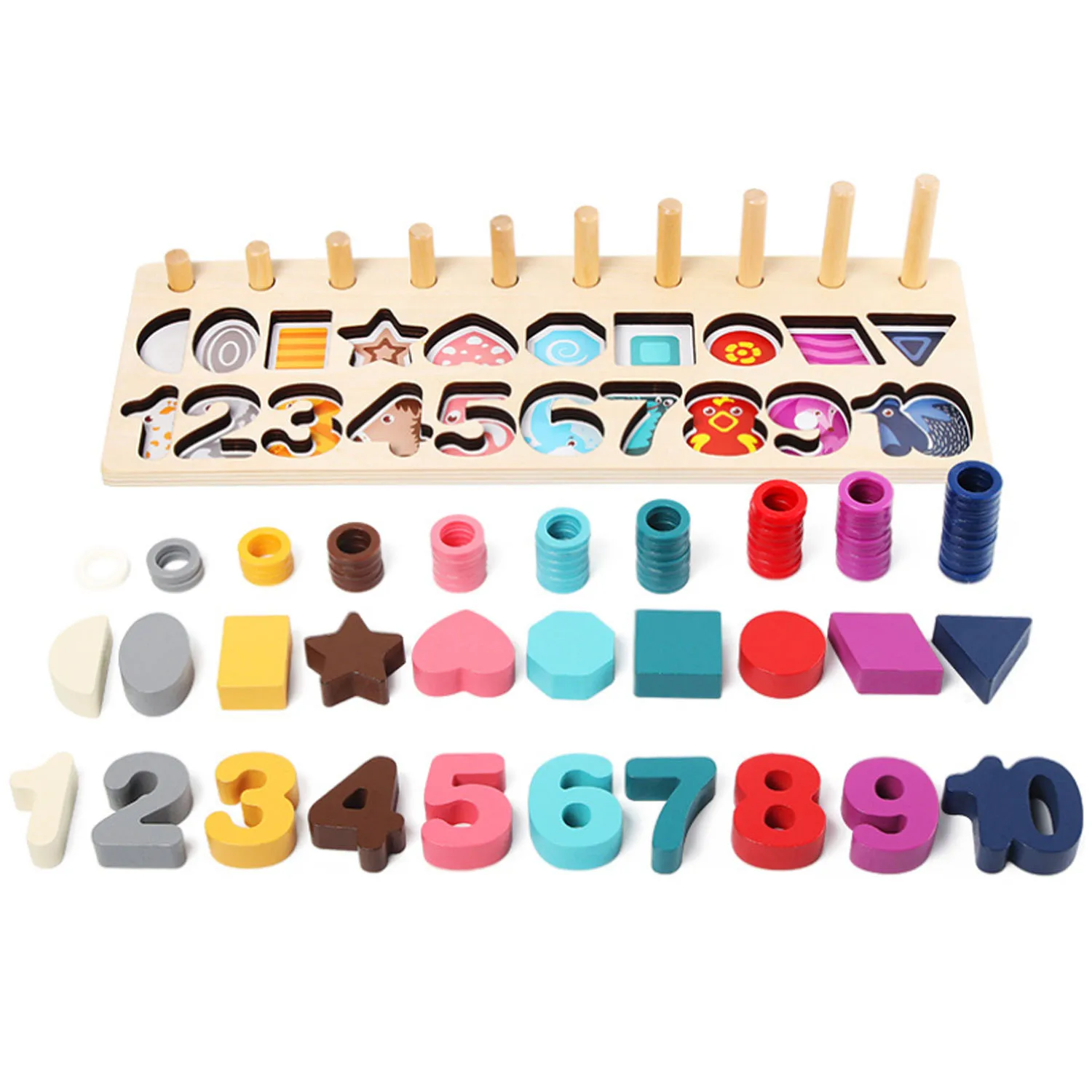 

Baby Wooden Montessori Toys Materials Learn To Count Geometric Match Cognition Puzzle Kids Early Educational Teaching Math Toys