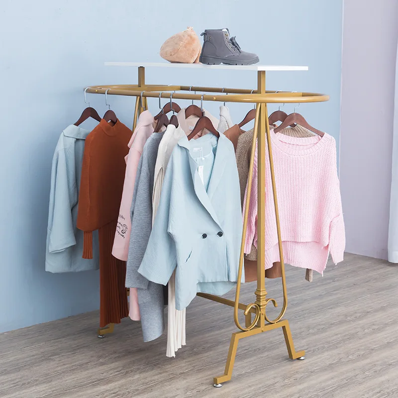 

Iron Art Clothing Store Showing Stand Floor-type Double Row Double Poles WOMEN'S Dress Island Shelf CHILDREN'S Clothing Store Sh