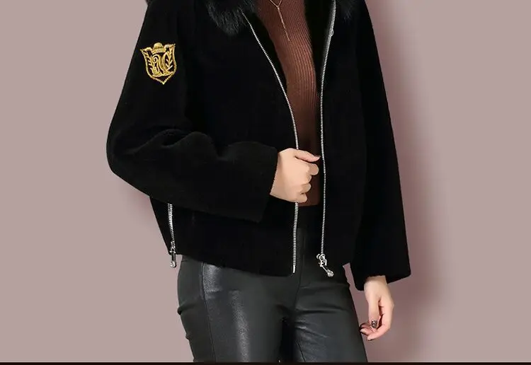 Tcyeek зимняя стрижка овец лисий мех пальто Женская шерстяная куртка корейский теплый женский мех пальто элегантная женская одежда Hiver 5271