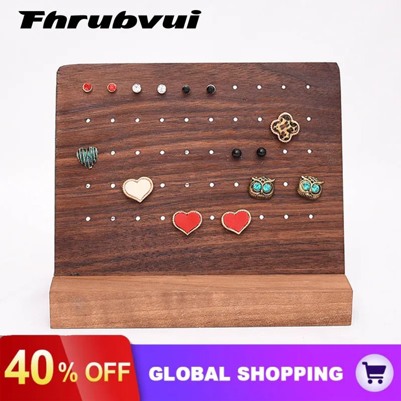 

Черный орех 56 крючков серьги Подвесная подставка держатель для украшений Органайзер вешалка для хранения дисплей с деревянной основой