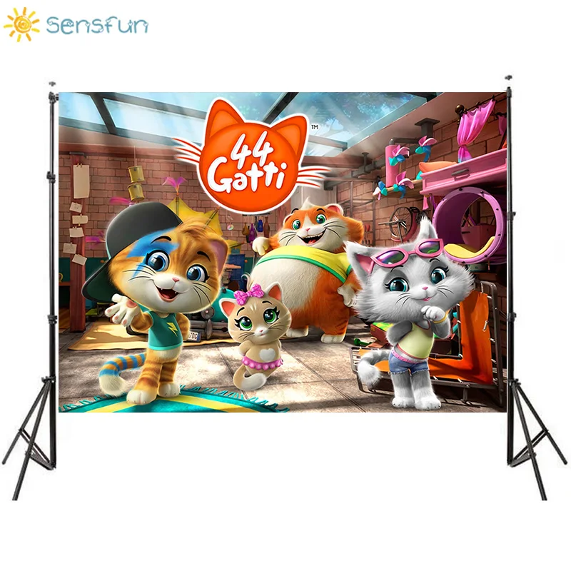 Sensfun Детские вечерние фон для фотосъемки с изображением 44 кошки на день рождения
