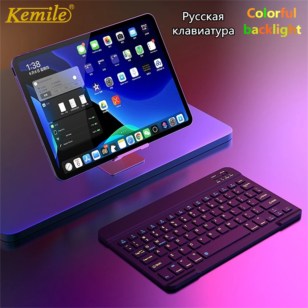 Ultra Slim Алюминий Беспроводной Bluetooth Русская клавиатура для IOS Android Tablet PC Windows iPad