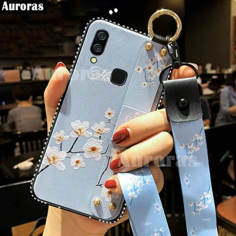 Чехол Auroras для VIVO Y93 Lite текстурированный Мягкий тканевый чехол с ремешком и