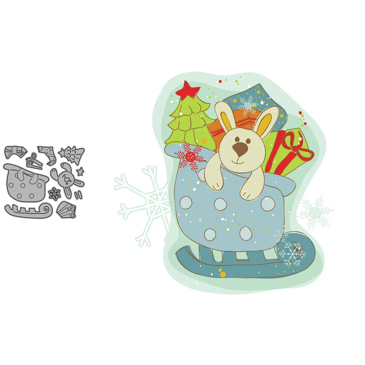 Gift Inside The Sleigh Craft Paper Dies Cut Diy Handmade Mold Scrapbook For Card Making Stencils New Embossing 2021 | Дом и сад