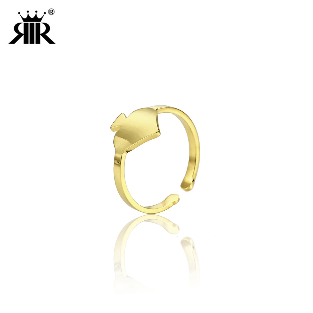

RIR Stainless Steel Handmade Rose Gold Letter Element Q Adjustable Ring Black Peach King Head Q Casino Gambler Ring Unique Gift