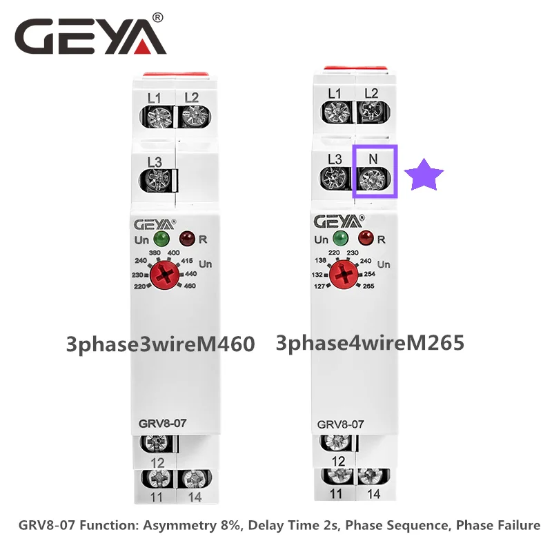 GEYA GRV8-07 Мощность напряжения тока автомат защити цепи 3 фазы Напряжение монитор чередования фаз Управление реле