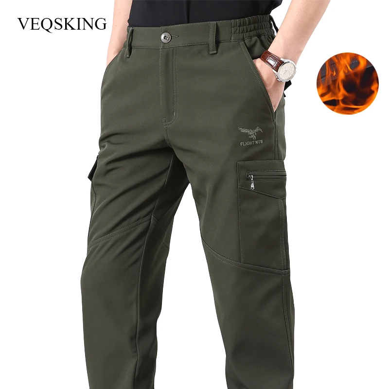 M-4XL Men's Fleece Pants Hiking Pants Men Winter Trekking Fishing Pants, Waterproof Trekking Trousers, Tactical Winter Pants