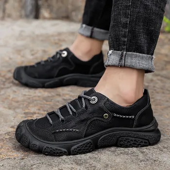 

Men Shoes casual fashion Flats genuine leather Shoes Breathable Leisure Sneakers Male Comfort Lace Up Footwear Chaussures