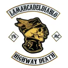 LAMARCADELDIABLO HIGHWAY DEATH вышитая аппликация, этикетка для шитья панк байкерские нашивки 5 шт./лот