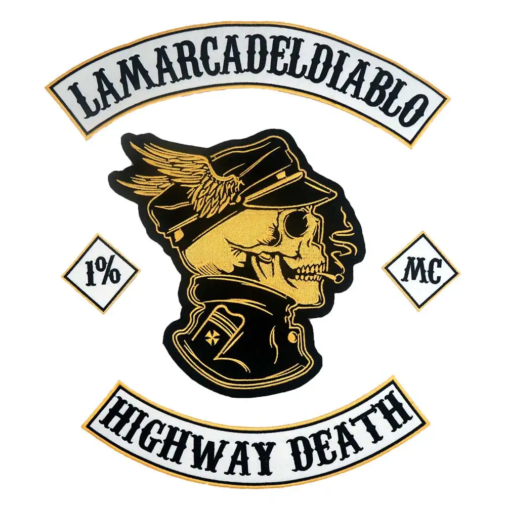 Lamarcadelдиабло HIGHWAY DEATH вышитая аппликация швейная этикетка панк байкерские нашивки