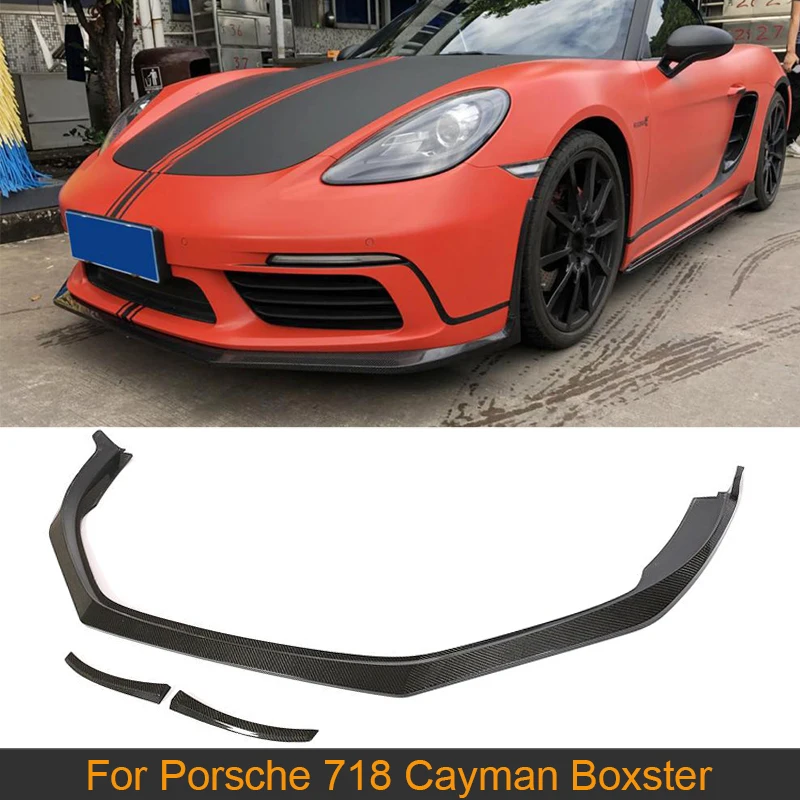Carbon Fiber Front Bumper Lip Spoiler Splitters for Porsche 718 Cayman Boxster Base S Coupe Convertible 2 Door 2017 2018 Car | Автомобили