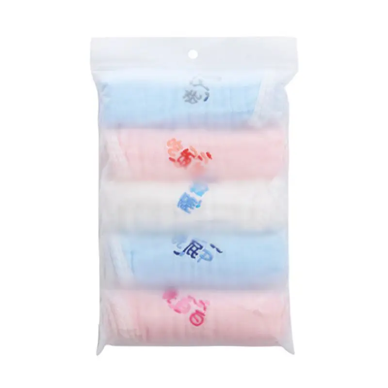  5 Pcs/pack Baby Embroidered Saliva Towel Square Solid Color Soft Scarf Newborn Wash Bath Feeding To