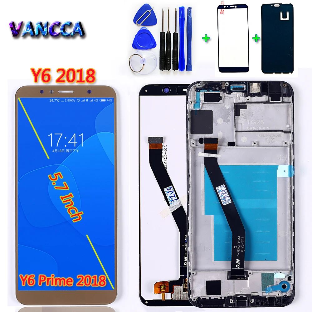 

Vancca LCD For Huawei Y6 2018 Display Pro ATU L11 L21 L22 LX1 Touch Screen Digitizer Assembly Frame For Huawei Y6 2018 Prime