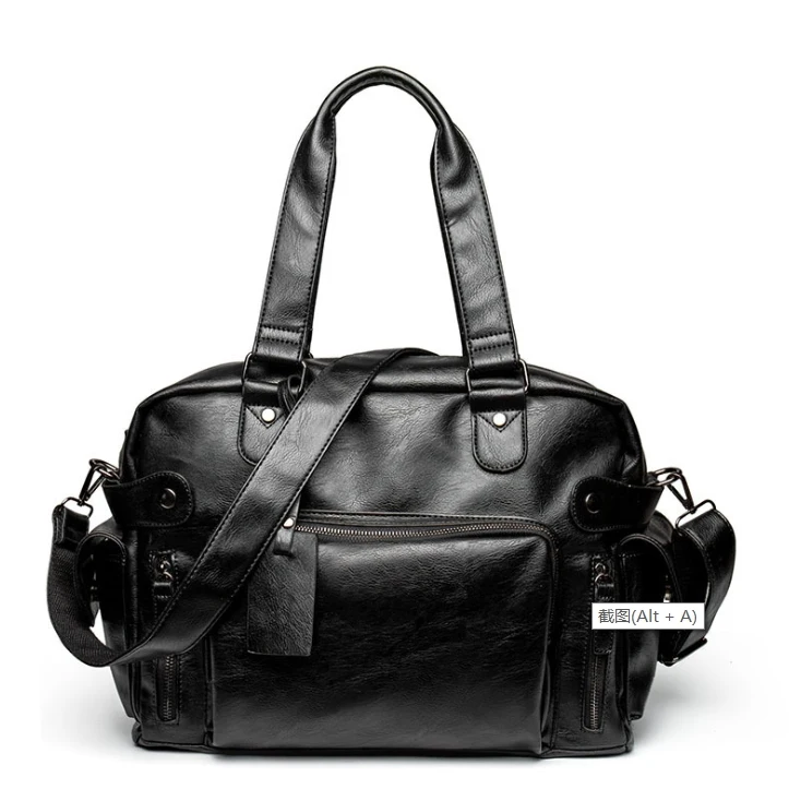 

Deluxe Business Commuter Men Shoulder Bag PU Leather Trendy Functionality Travel Tote Premium Texture Handbag Brief Pack