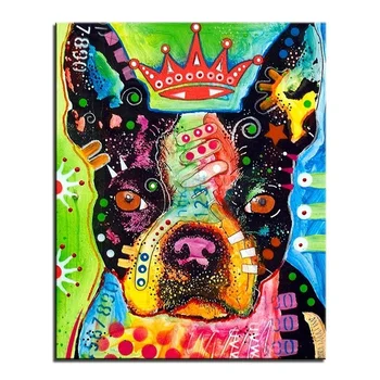 

Hot Selling Home Decor Print oil painting on canvas Wall Art Nail Art Decorations Wall Canvas ,Boston Terrier