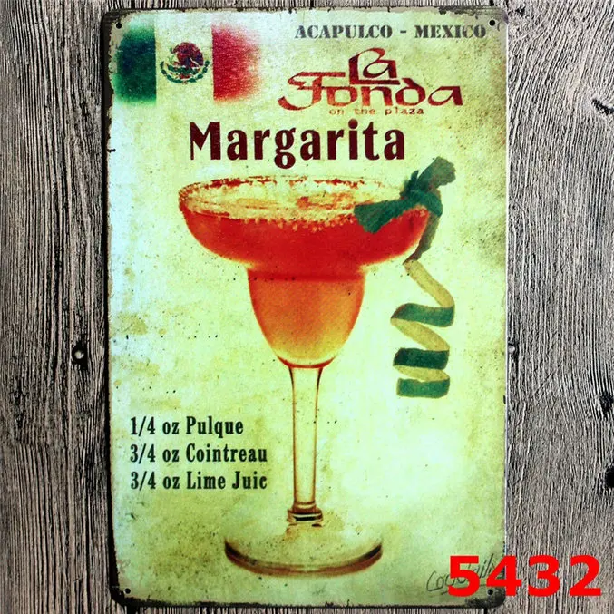 YG048 Cocktail Lounge кубинская Маргарита Ретро металлическая жестяная вывеска Mojito Caipirinha наклейка Маргарита Cosmopolitan бренд пиво Железный плакат - Цвет: YG048