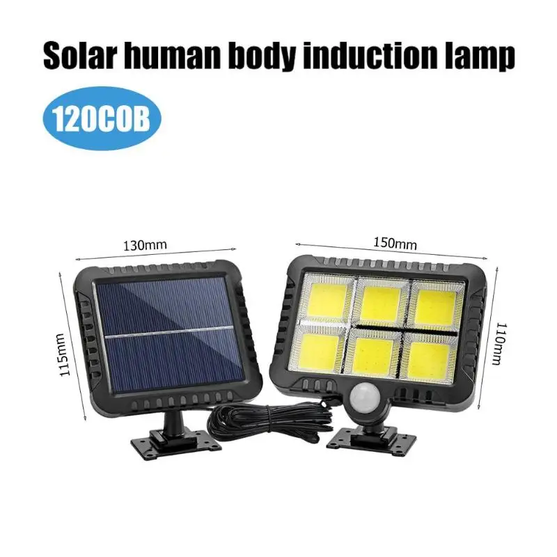 56/100/120LED COB солнечный светильник Открытый датчик движения настенный светильник водонепроницаемый садовый светильник Точечный светильник s аварийный уличный светильник безопасности - Испускаемый цвет: 120LED