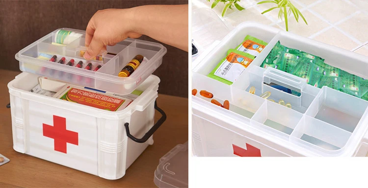 First Aid Kit Medicine Chest Holder Storage Box Multi-layer Emergency Kits Cabinet Security Safety Home Rangement Organizer