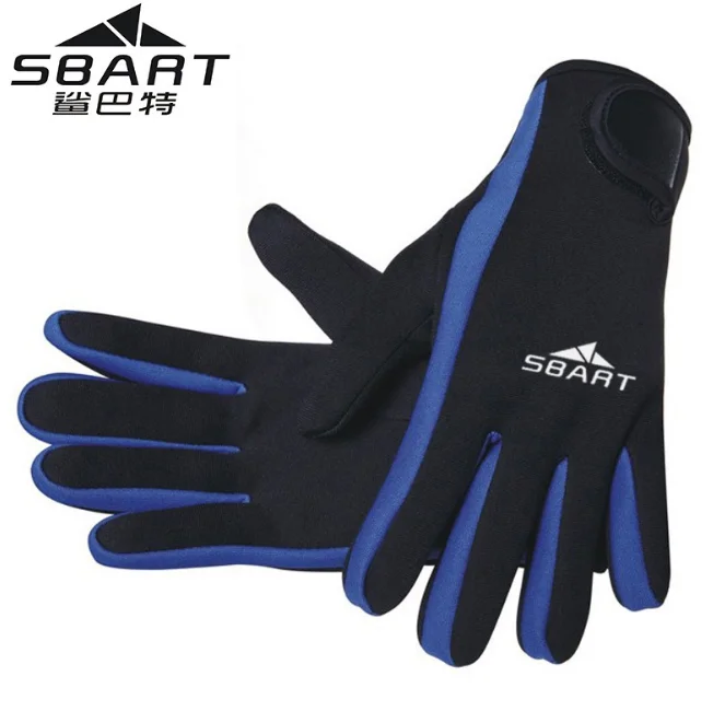 Sbart 2 мм неопреновые перчатки для подводного плавания, перчатки для подводного плавания, оборудование для подводной охоты, не царапающиеся зимние теплые перчатки - Цвет: Синий