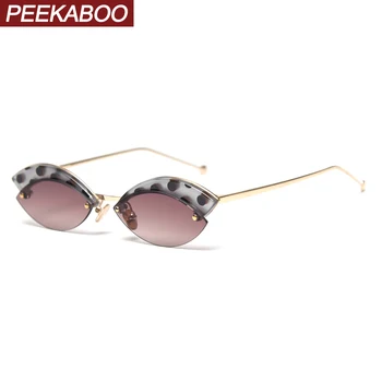 

Peekaboo semi-rimless women retro sunglasses cat eye vintage half frame party small sun glasses female metal funny accessories