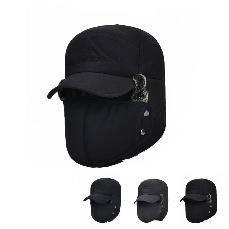 

Men Winter Hat Face Snow Cap Windproof Baseball Cap Thick Warm Casual Earmuffs Cap