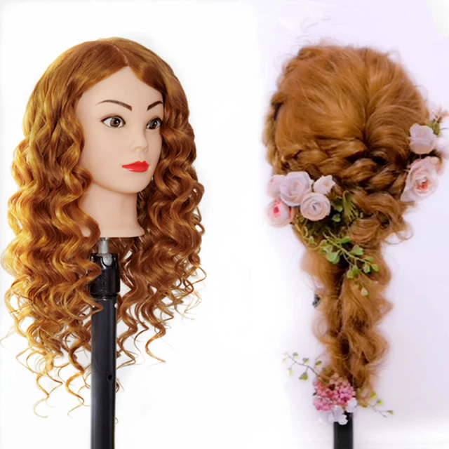 Cosmetology Mannequin Head Human Hair  Hairdressing Practice Head Real  Hair - 65cm - Aliexpress