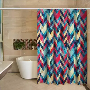 

Grunge Professional Shower Curtain Hipster Zigzag Herringbone Retro Style Pattern Chevron Triangles with Grunge Effect