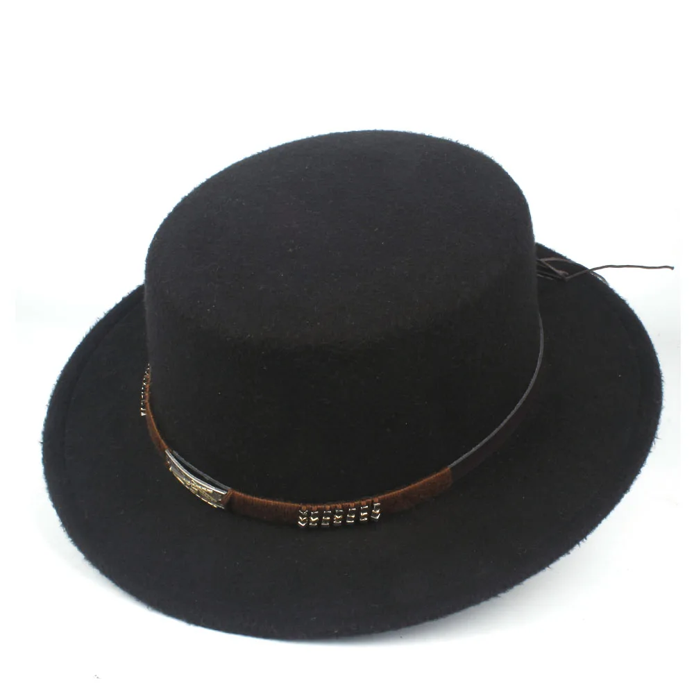 Унисекс Мужская и женская гладкая шляпа с поясом Ретро Fedora Шляпа широкая шляпа джаз шляпа размер 56-58 см
