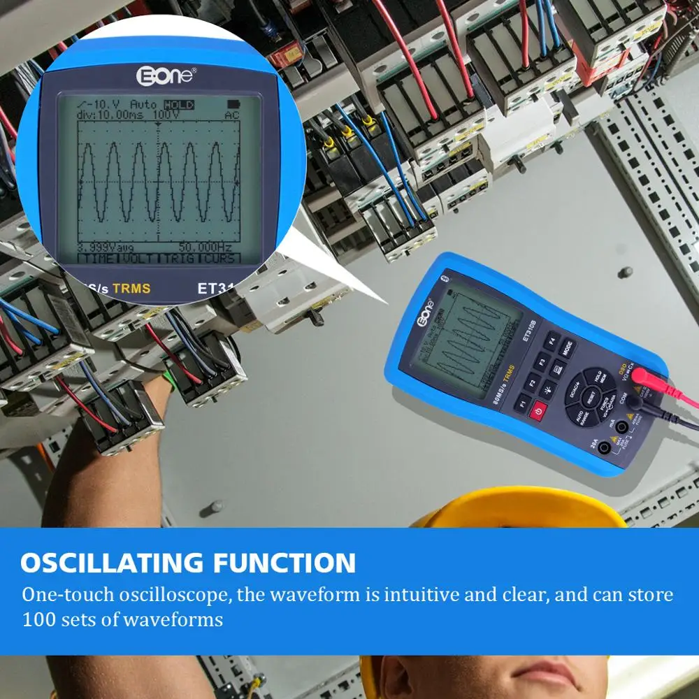 Осциллограф ET310B Bluetooth портативный осциллограф 3 в 1 цифровой осциллограф измеритель объема 80Msps 20 МГц