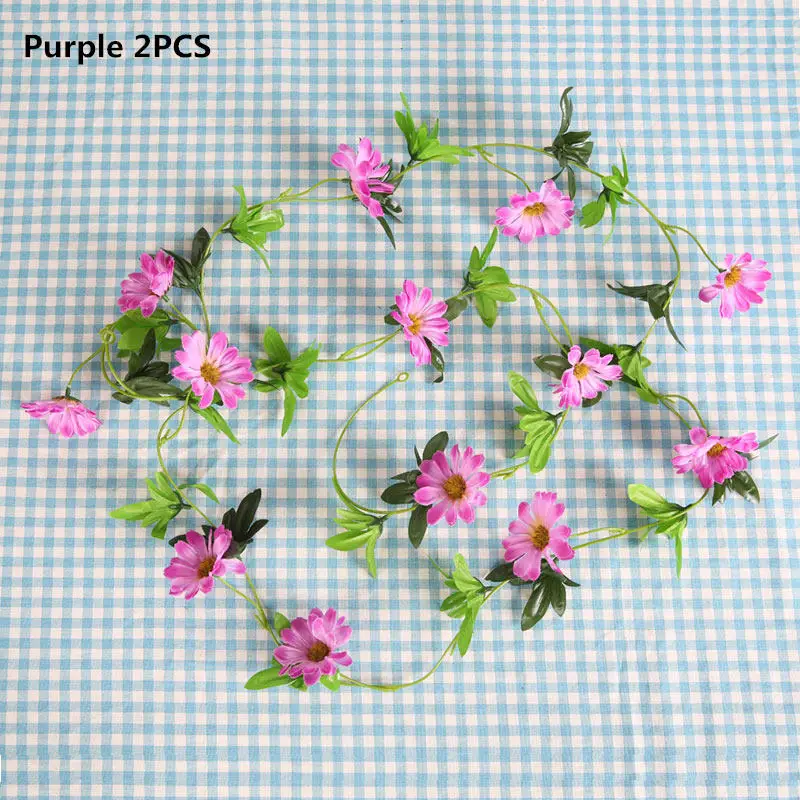 purple yumai 240см 13 голов Хризантема Шелковые Искусственные Цветы Виноградная Головка Ромашка Цветочная строка - Цвет: purple