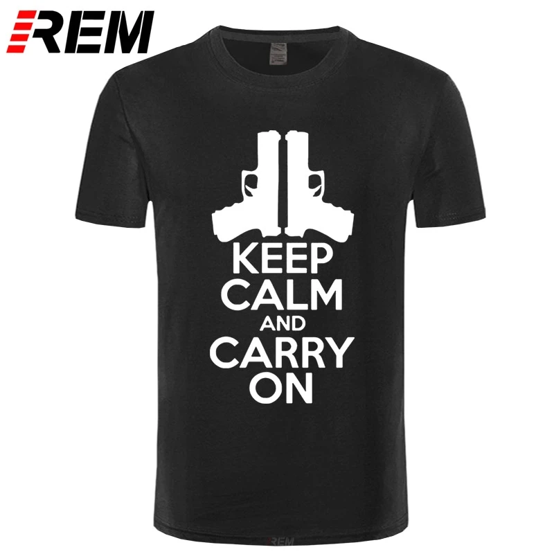 Мужская футболка с принтом из мультфильма REM Funny Keep Calm And Carry On 100% хлопок летняя
