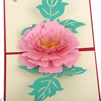 

3D Pop UP Cards Gifts Flower Greeting Luoyang Peony Party Invitation Postcards With Envelope Baby Shower Gift Happy Birthday