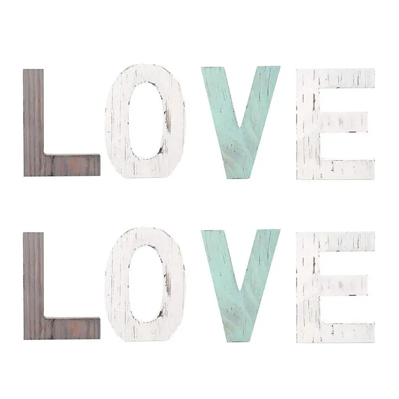 

Pack Of 2 Ornament Wooden Alphabet Word Romantic Durable Creative Decoration Article Craft For Party Home Wedding Office