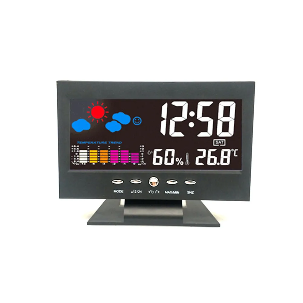 

LED Large Screen Digital Alarm Clock Humidity Thermometer Time Date Display Calendar USBCharger Backlight Weather Forecast Clock
