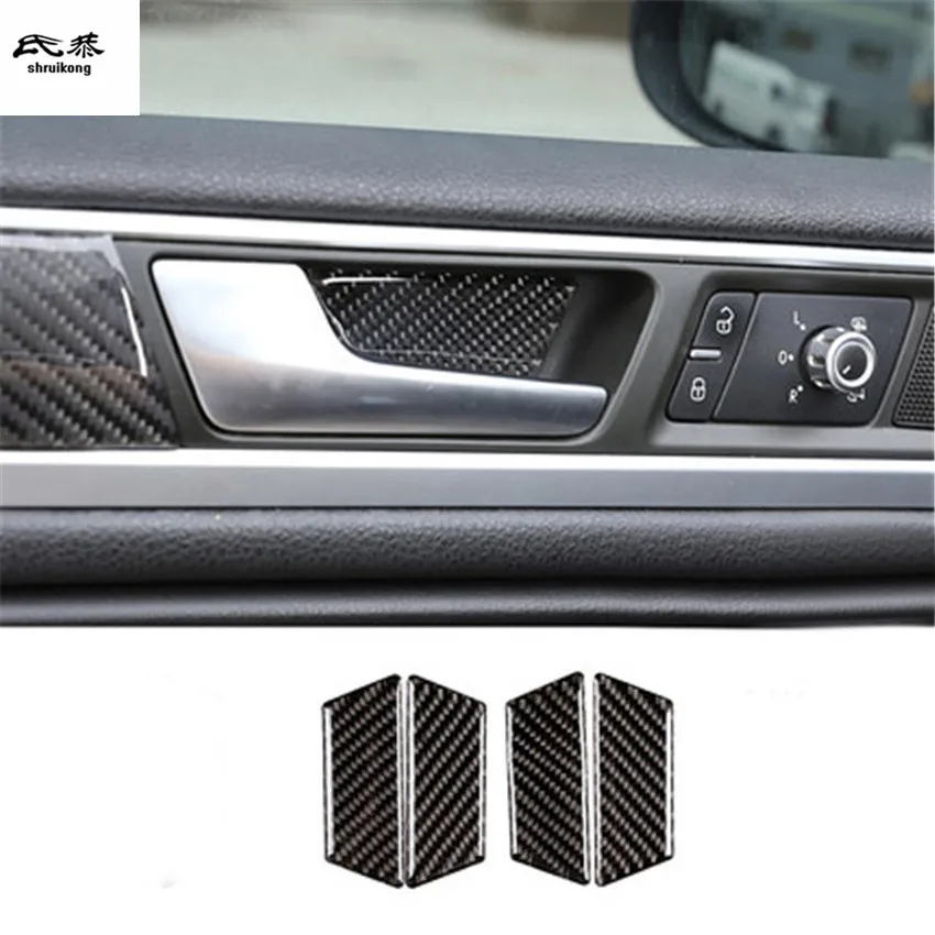 

4pcs/lot Epoxy glue real carbon fiber Interior door shake handshandle bowl decoration cover for 2011-2018 Volkswagen VW Touareg