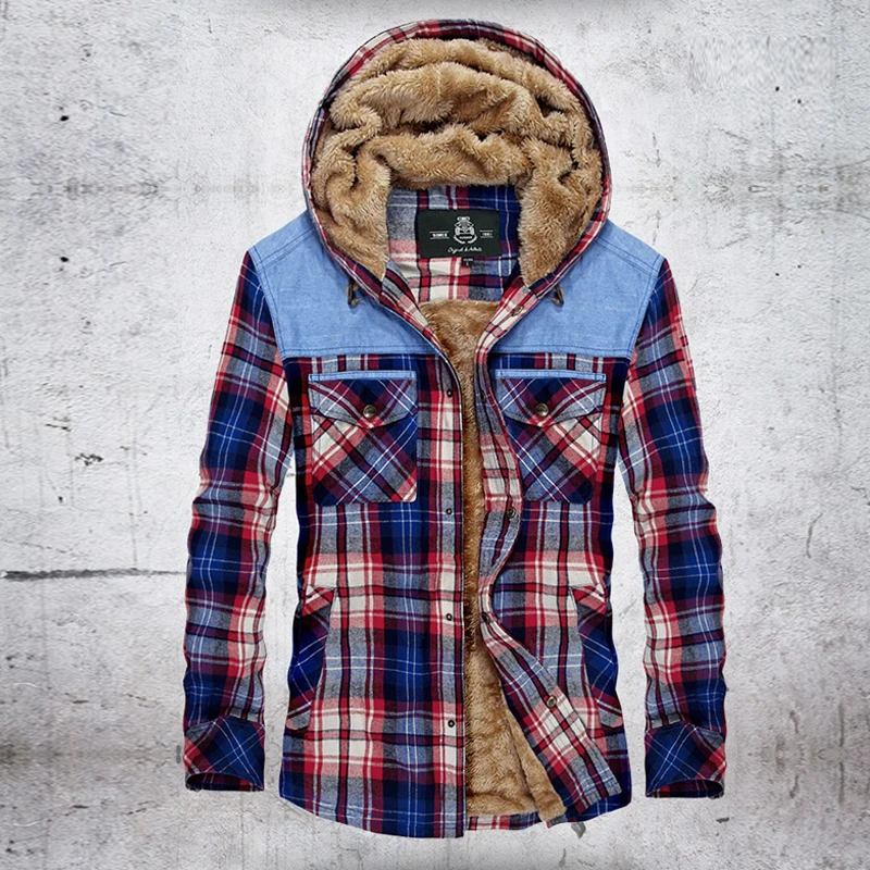 Winter Shirts Men Fleece Thick Warm Hooded Casual Shirts Plaid Pure Cotton Men's Shirts chemise homme Size M-XXXL Dropshipping Winter Shirts Men Fleece Thick Warm Hooded Casual Shirts Plaid Pure Cotton Men's Shirts chemise homme Size M-XXXL Dropshipping
