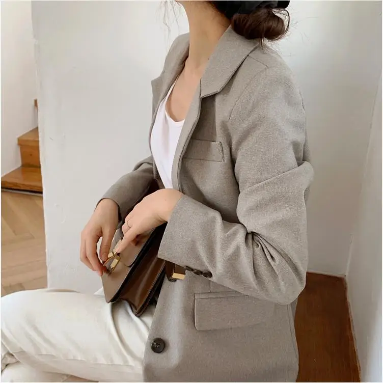 New Spring Autumn Women Blazer Jacket Casual Work Suit Coat Office Lady Fashion  Long Sleeve Slim Blazers Female
