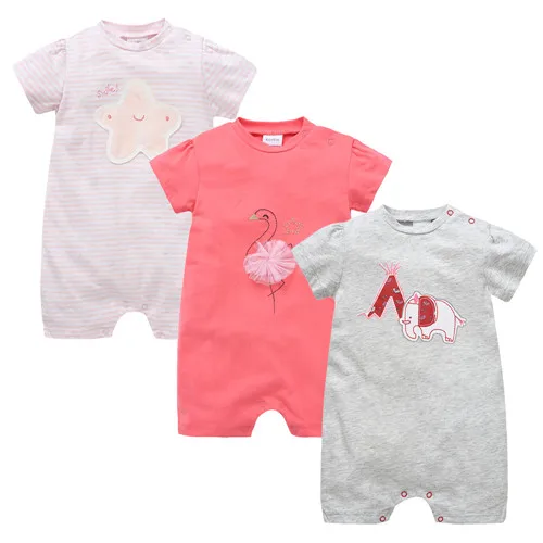 New Baby Boy Girl Rompers 3 pcs Cotton Short Summer Clothes 0-3 months Newborn body bebe Jumpsuit - Цвет: 11889296