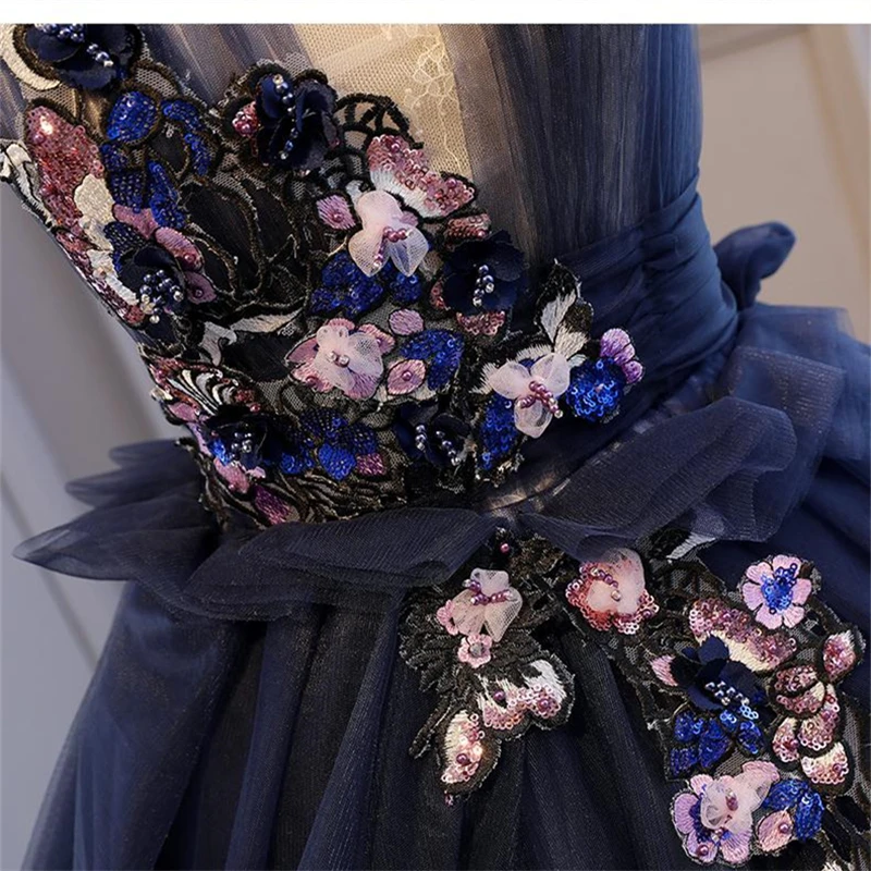 Это свадебное платье YiiYa es Элегантное свадебное платье с цветами на бретельках размера плюс, кружевное темно-синее длинное свадебное платье CH151