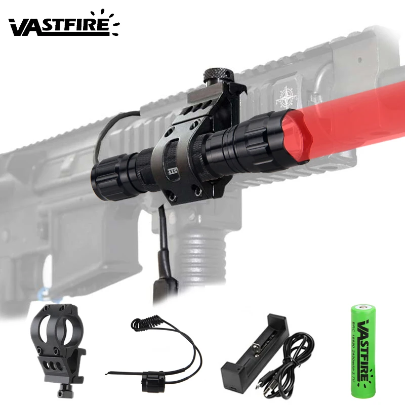 

5000lm XM-T6 Led Weapon Gun Light Red Tactical Hunting Flashlight Rifle Scope Airsoft Mount Red Laser Dot Scout Lamp