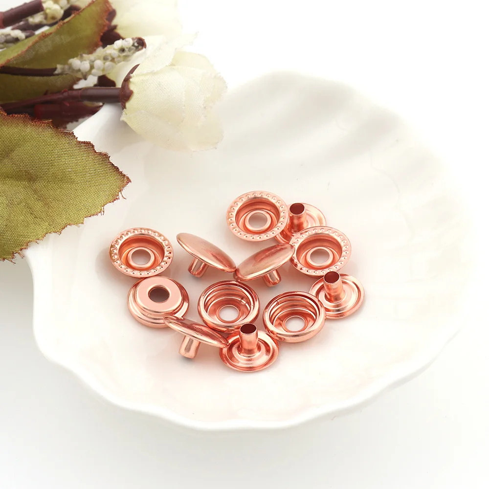 30sets 15mm Metal Press Studs Sewing Button Snap Fasteners Rose gold Sewing Leather Craft Bags Garment Handmade DIY Accessories 5