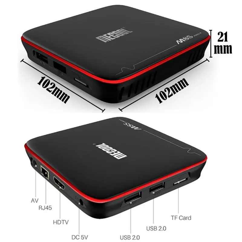MECOOL M8S PRO W умные ТВ Box Android 7,1 Amlogic S905W 4 ядра 1 ГБ 8 ГБ, 2 Гб оперативной памяти, 16 Гб встроенной памяти, голос Управление 2,4G Wi-Fi 4K set top tv Box