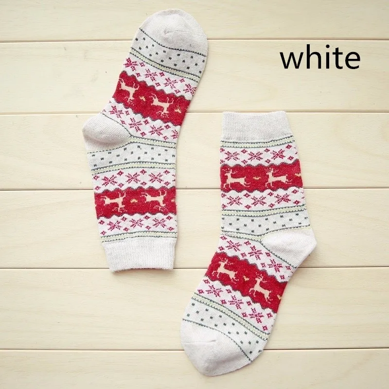 1 пара осенне-зимних теплых носков для женщин, толстые шерстяные носки, носки с рождественскими оленями, женские носки, Calcetines Meias - Цвет: A