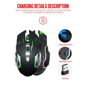 

2.4GHz USB Wireless Rechargeable Mechanical Gaming Mouse 7 Color Breathing Light 3 Gear DPI Silent Optical Mouse